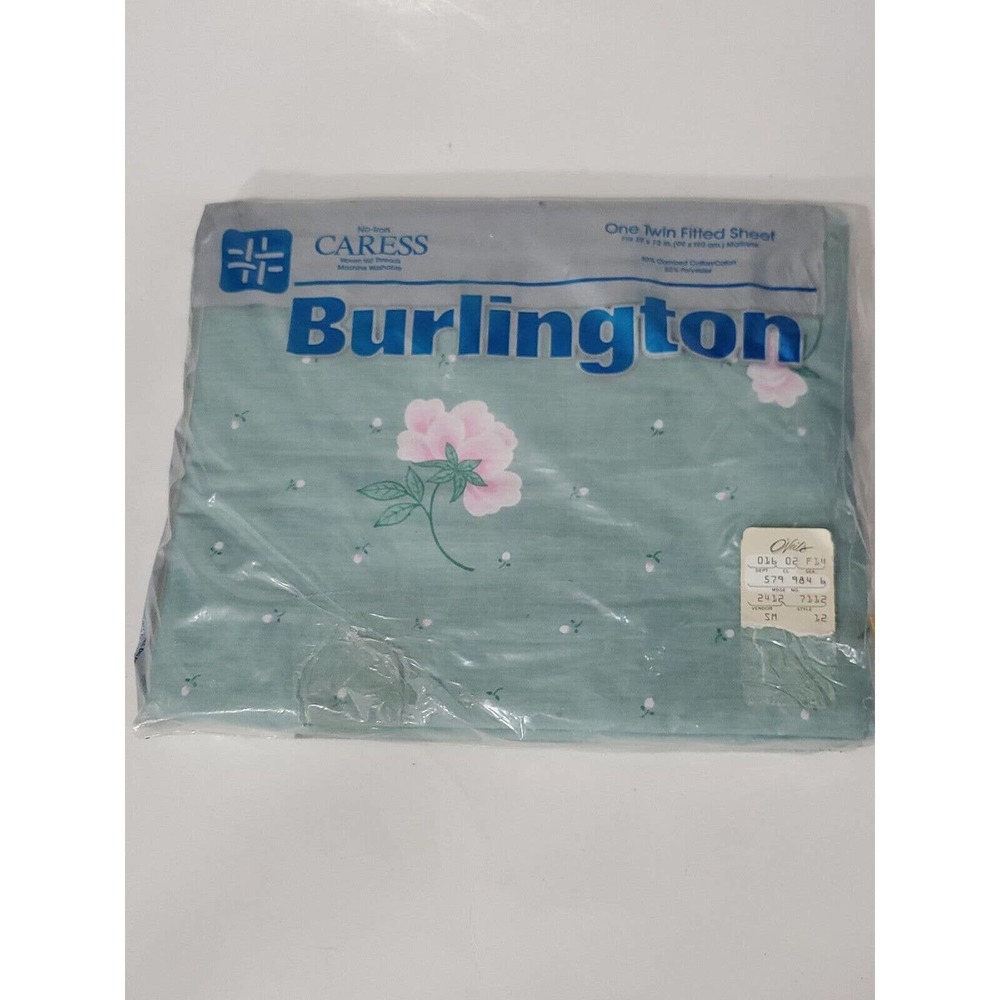 1 Vintage Caress Burlington Twin Fitted Sheet "Candlelight" Floral 160 Threads